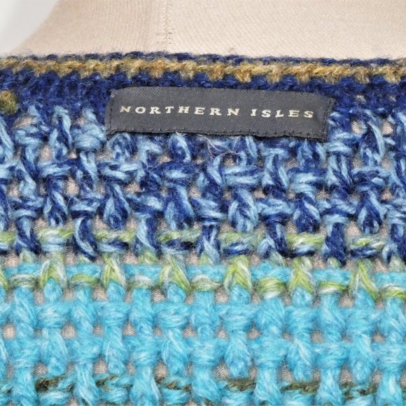 NORTHERN ISLE Chunky Crochet Wool Full Zip Multi Color Cardigan Sweater … - Picture 7 of 9